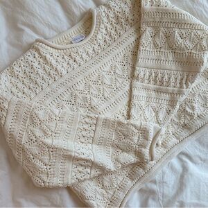 Vintage Sarah Arizona Cream Crochet Cotton Sweater S/M